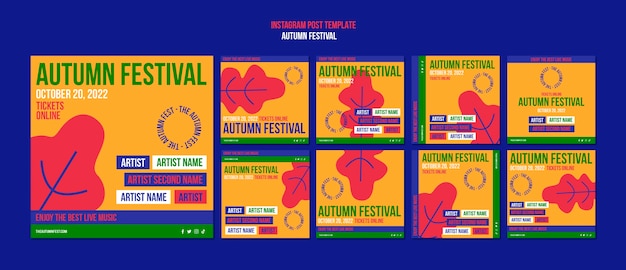 PSD gratuito plantilla de festival de otoño de diseño plano