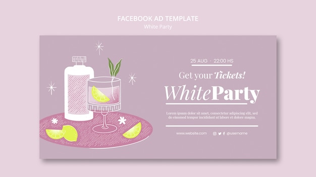 PSD gratuito plantilla de fiesta blanca de diseño plano