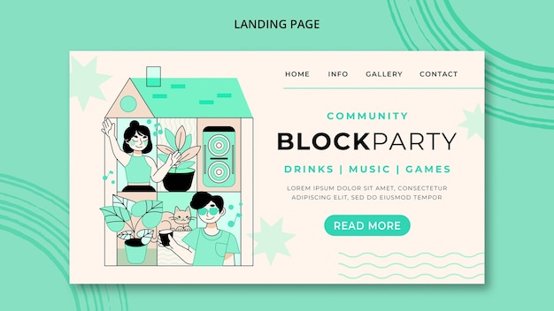 PSD gratuito plantilla de fiesta de bloque de diseño plano