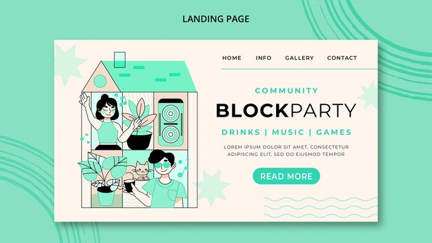 Plantilla de fiesta de bloque de diseño plano