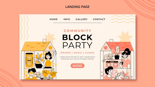 Plantilla de fiesta de bloque de diseño plano