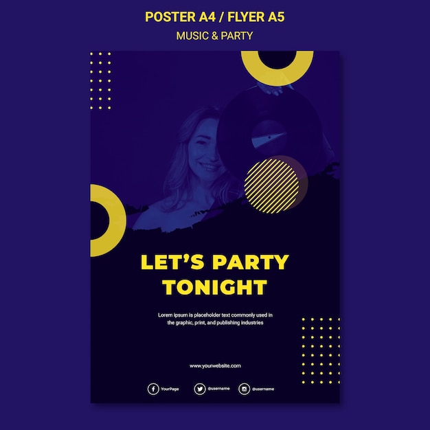 PSD gratuito plantilla de fiesta de concepto de música y fiesta