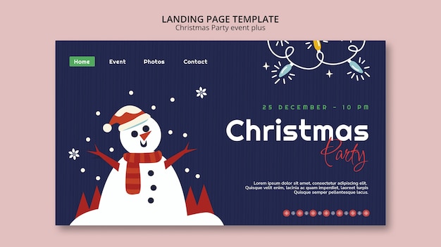 PSD gratuito plantilla de fiesta de navidad de diseño plano