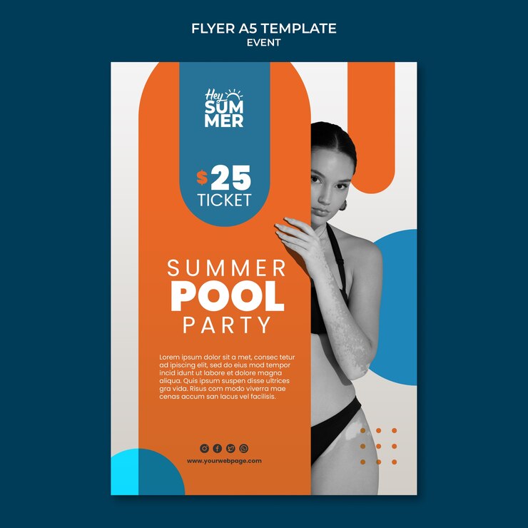 PSD gratuito plantilla de fiesta en la piscina de diseño plano