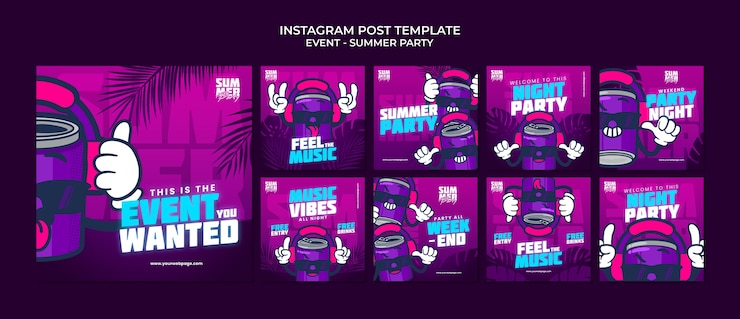 PSD gratuito plantilla de fiesta de verano de diseño plano