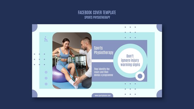Plantilla de fisioterapia deportiva de diseño plano