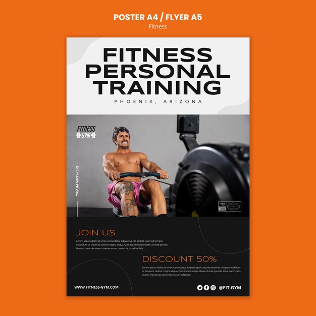Plantilla de fitness de diseño plano