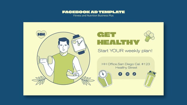 Plantilla de fitness de diseño plano