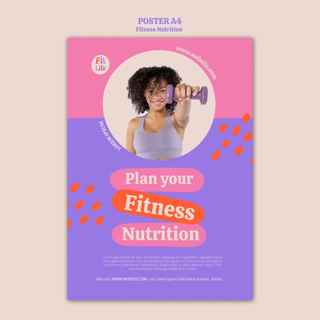 PSD gratuito plantilla de fitness de diseño plano