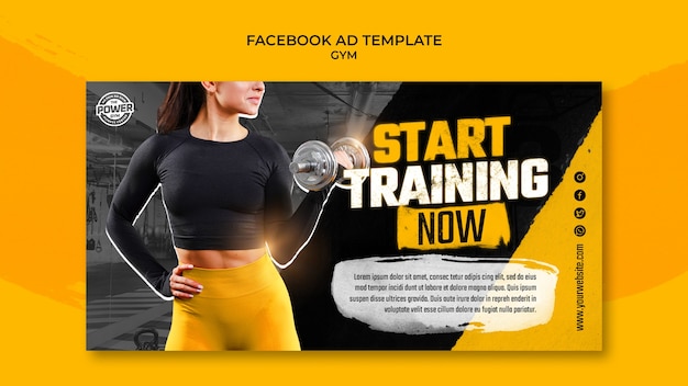 Plantilla de fitness y gimnasio de diseño plano