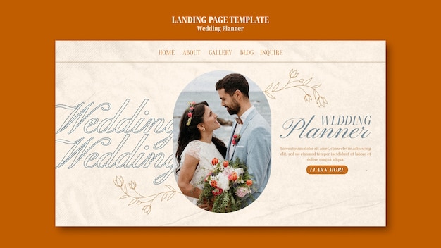 PSD gratuito plantilla floral de landing page de bodas