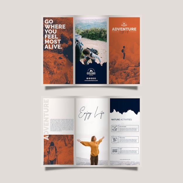 Plantilla de flyer con concepto de aventura