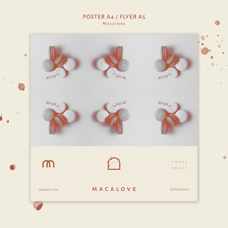 PSD gratuito plantilla de flyer macarons shop