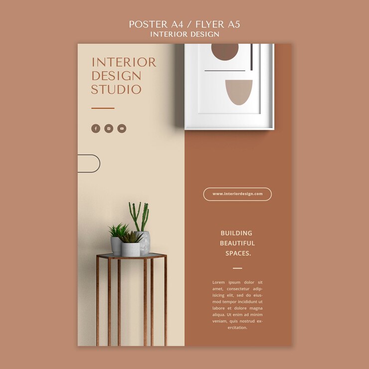 PSD gratuito plantilla de folleto de cartel de diseño de interiores
