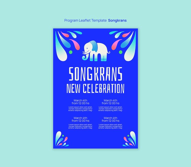 PSD gratuito plantilla de folleto para la celebración de songkran