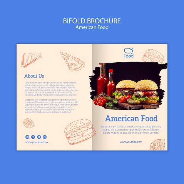 Plantilla de folleto con comida americana