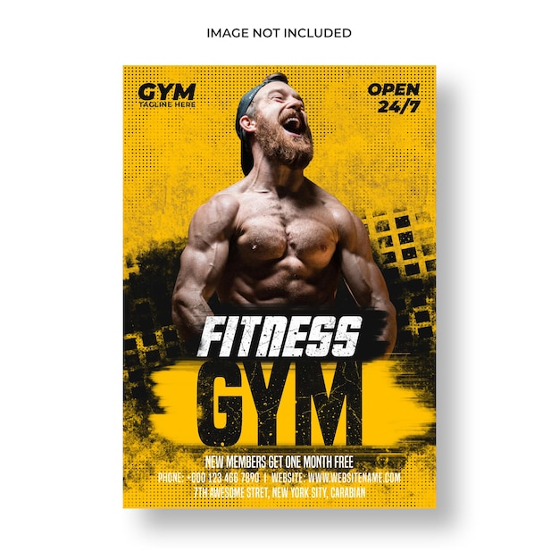Plantilla de folleto y póster de gimnasio fitness