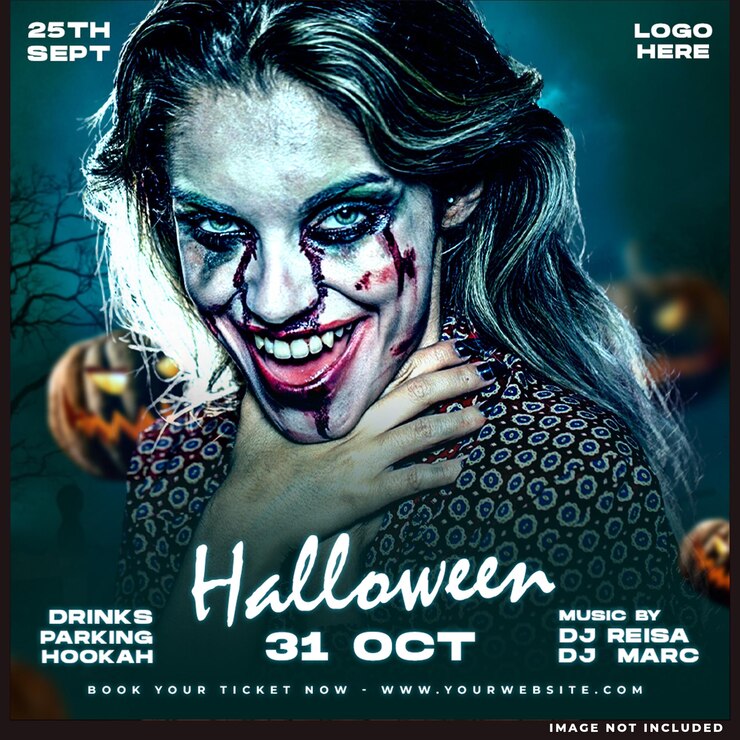 PSD gratuito plantilla de folleto de redes sociales o banner web para la fiesta de halloween del club de dj
