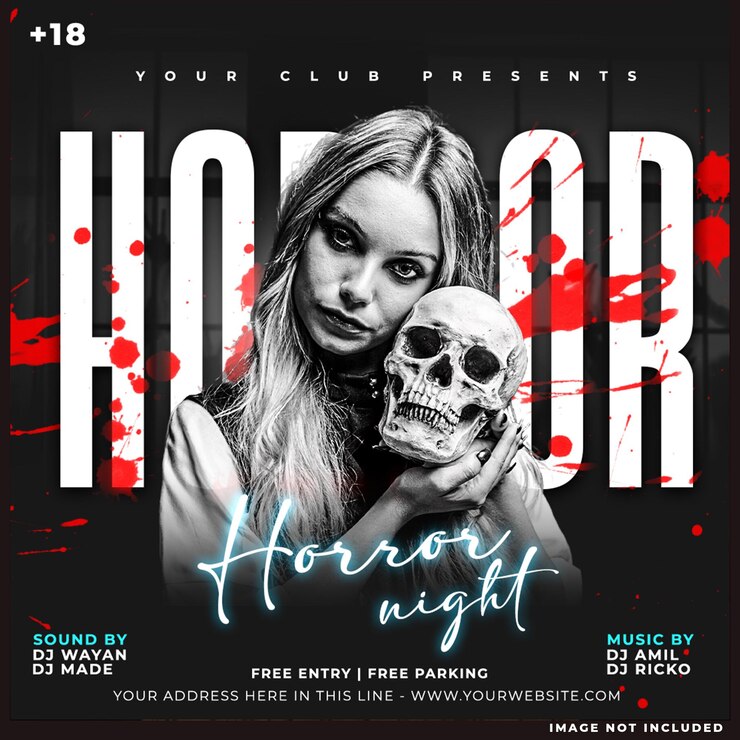 PSD gratuito plantilla de folleto de redes sociales o banner web para la fiesta de halloween del club de dj