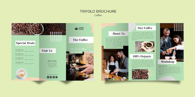 PSD gratuito plantilla de folleto triple café