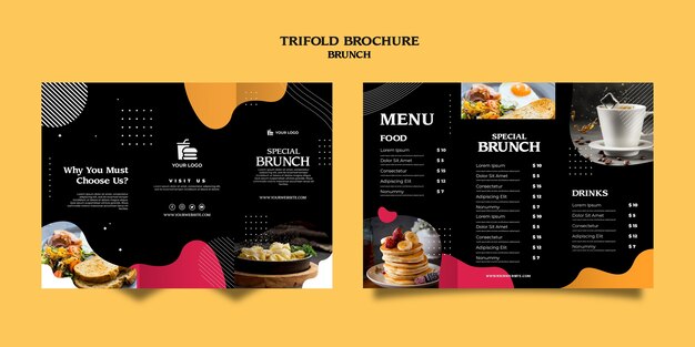 Plantilla de folleto tríptico de brunch