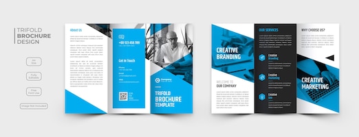 PSD gratis plantilla de folleto tríptico de negocios creativos