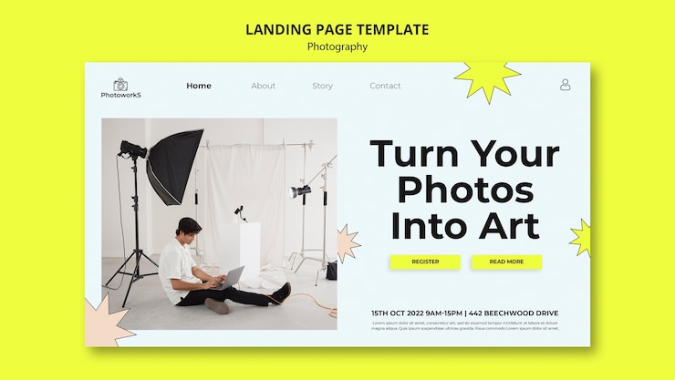 PSD gratuito plantilla de fotografía de diseño plano