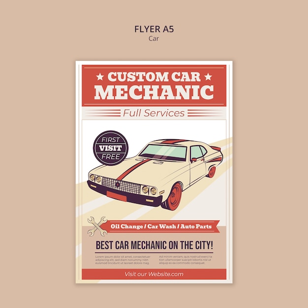 plantilla de garaje de automóviles dibujada a mano