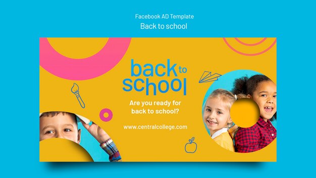 Plantilla geométrica de facebook de regreso a la escuela