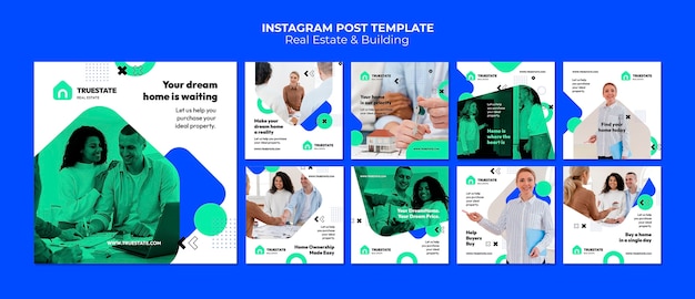 Plantilla geométrica de publicaciones de instagram de bienes raíces