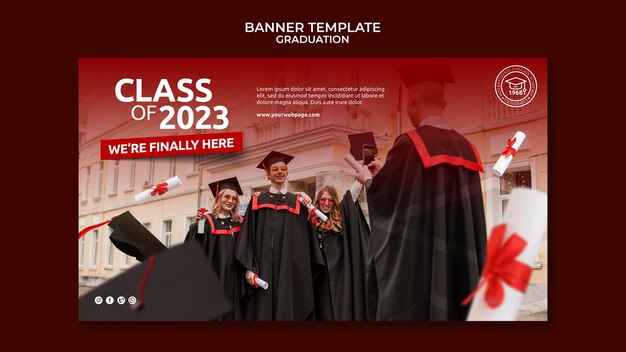 Plantilla de graduación de banner realista