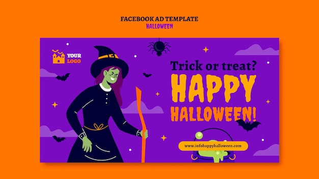 PSD gratuito plantilla de halloween de diseño plano