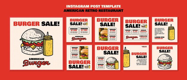 Plantilla de hamburguesa de diseño plano