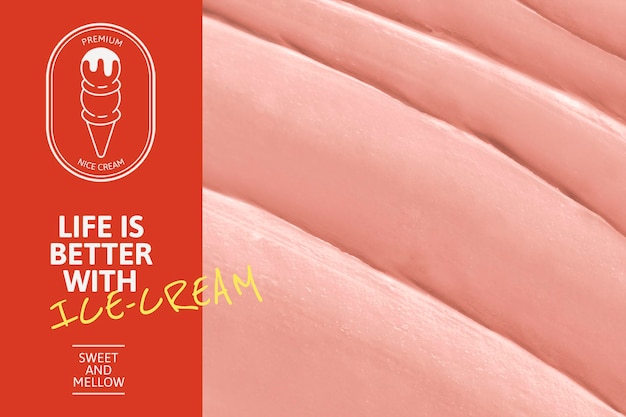 Plantilla de helado psd con textura de glaseado rosa para banner de blog