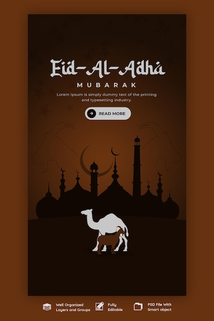 PSD gratuito plantilla de historia de facebook e instagram del festival islámico eid al adha mubarak