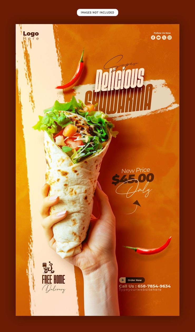 PSD gratuito plantilla de historia de instagram y facebook de menú de comida y restaurante