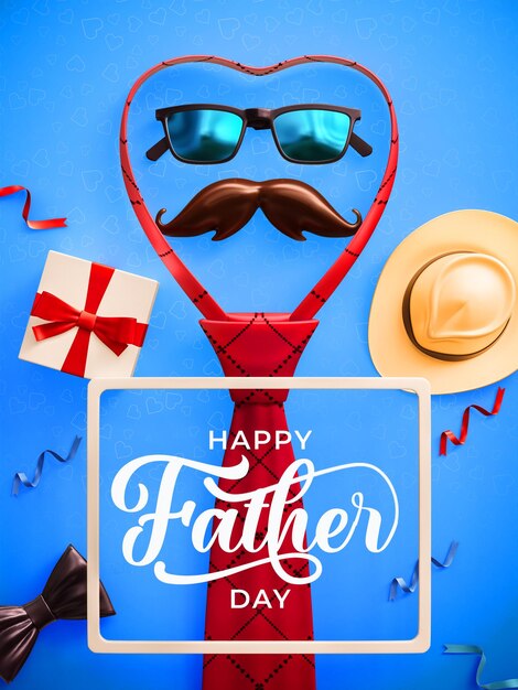 Plantilla de historia de publicación 3d de saludo del día del padre con símbolos de papá