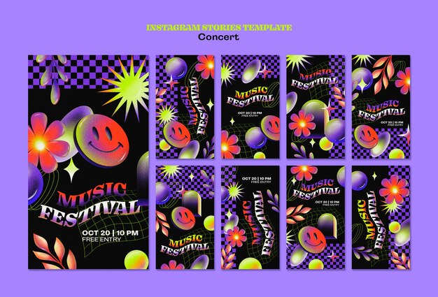 Plantilla de historias de conciertos de música instagram