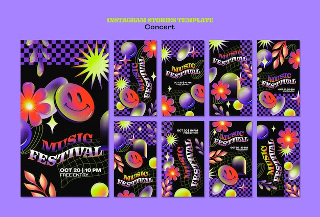 Plantilla de historias de conciertos de música instagram