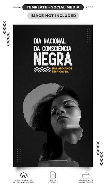 PSD gratuito plantilla de historias del día nacional de la conciencia negra.