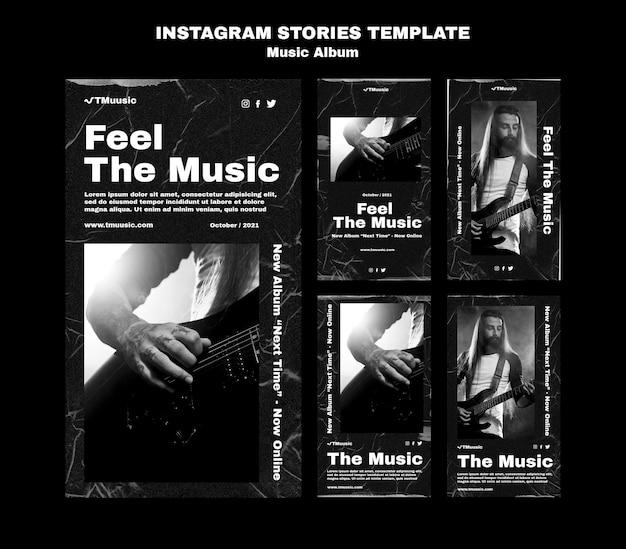 PSD gratuito plantilla de historias de instagram de álbum de música