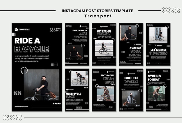 Plantilla de historias de instagram de andar en bicicleta