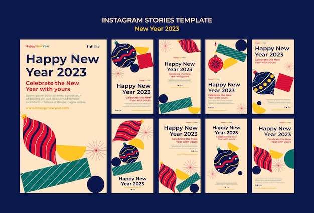 PSD gratuito plantilla de historias de instagram de año nuevo 2023