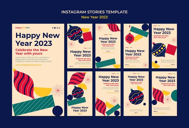 Plantilla de historias de instagram de año nuevo 2023