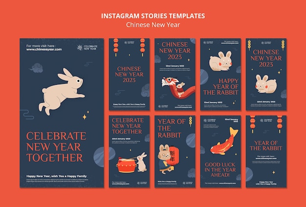 Plantilla de historias de instagram de año nuevo chino