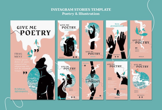 PSD gratuito plantilla de historias de instagram de anuncio de poesía