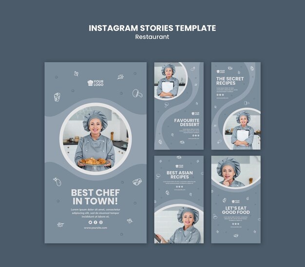 Plantilla de historias de instagram de anuncio de restaurante