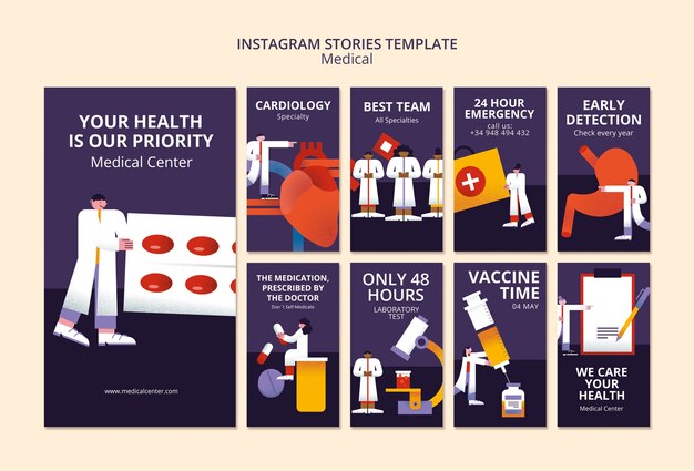 Plantilla de historias de instagram de ayuda médica