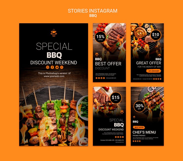 PSD gratuito plantilla de historias de instagram con barbacoa