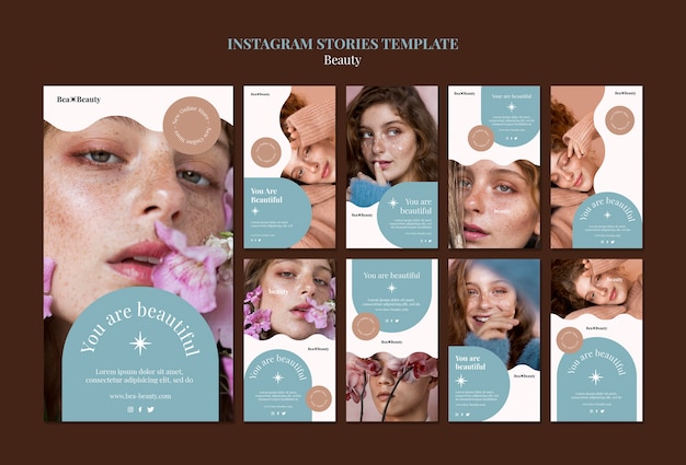 PSD gratuito plantilla de historias de instagram de belleza